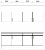 Tekening keukenblok 240 cm met hangkasten