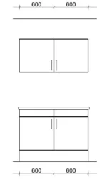 Tekening keukenblok 120 cm