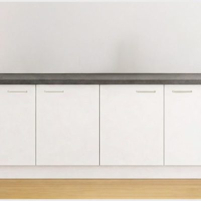 Modern wit keukenblok 240 cm met beton grafietgrijs werkblad