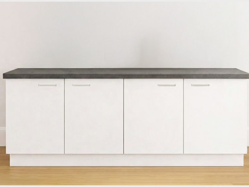 Keukenblok 240 Basic Modern wit keukenblok 240 cm met beton grafietgrijs werkblad