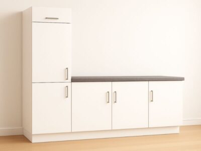Keukenblok 240 cm met hoge kast zijkant