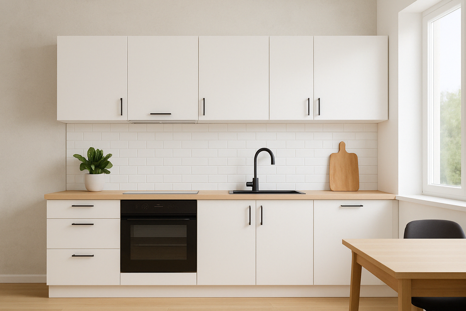 Scandinavische keuken in het wit