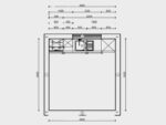 Technische tekening van een rechte keuken van 280 cm breed, met indeling van keukenkasten, spoelbak en apparatuur, weergegeven in een ruimte van 300x280 cm.