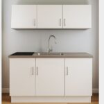Keukenblok 180 cm met hangkasten, spoelbak, kraan, kookplaat en koelkast – compleet