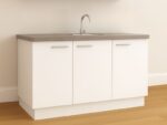Witte keuken 180 cm met spoelbak en kraan zijaanzicht