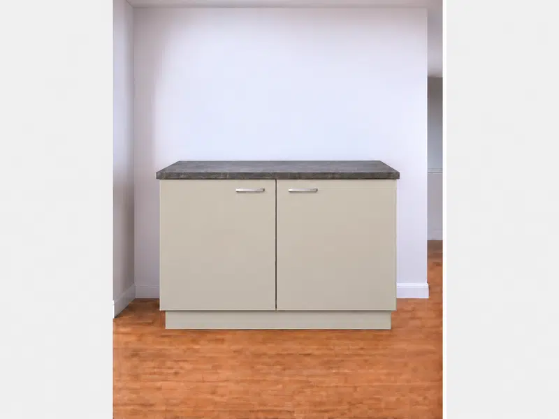 Keuken 120 cm met onderbouwkoelker kasjmiergrijs Keukenblok 120 cm met onderbouwkoelkast, Kasjmiergrijs front