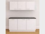 Wit compleet keukenblok van 180 cm met 1 binnenlade en 3 hangkasten