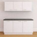 Wit compleet keukenblok van 180 cm met 1 binnenlade en 3 hangkasten