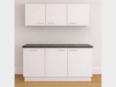 Wit compleet keukenblok van 180 cm met 1 binnenlade en 3 hangkasten