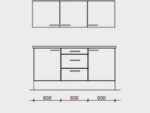 Tekening keuken 180 premium me t3 lades en hangkasten