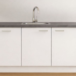 Wit keukenblok 180 cm met spoelbak, kraan en onderkast met binnenlade.