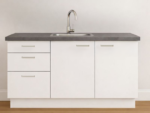 Wit basic keukenblok 180 cm met lades en spoelbak en kraan