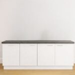 Modern wit keukenblok met binnenlade en antraciet werkblad