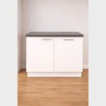 Wit keukenblok 120 cm met grafiet grijs blad en vaatwasser