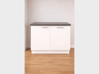 Wit keukenblok 120 cm met grafiet grijs blad en vaatwasser