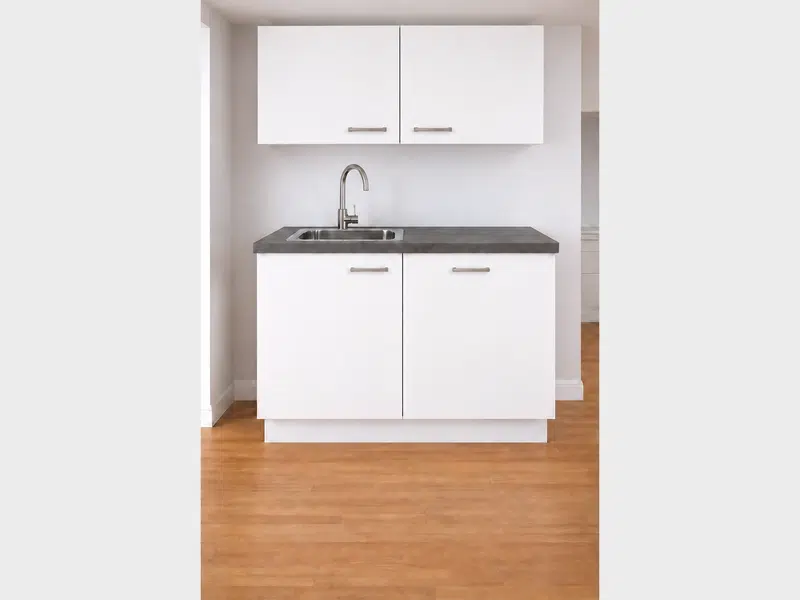 Keukenblok 120 _ wit vaatwasser hk Keuken 120 cm met binnenlade, spoelbak en kraan en hangkasten